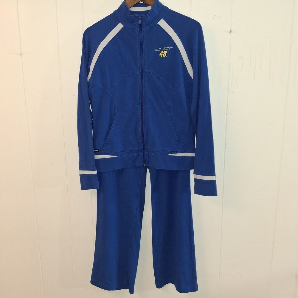 VTG Nascar #48 Jimmie Johnson Jacket Pants Set College Concepts Blue Embroidered